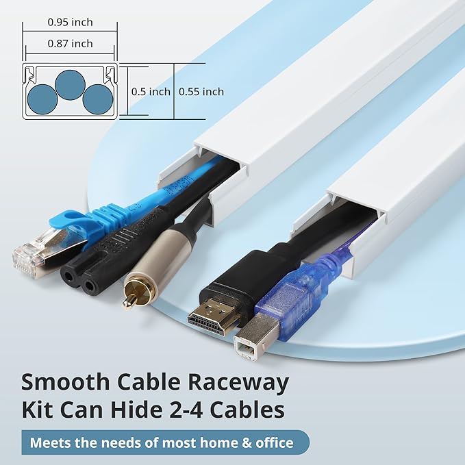Cord Covers for Wires on Wall Extra-Long, 26.25ft TV Cord Hider Kit, Paintable - Image 2