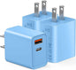 3 Pack Dual Port USB C Charger Block, 20W Power Delivery + QC3.0 USB A Double by CSODINCE