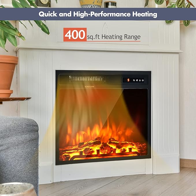 Giantex 18" Electric Fireplace Insert Heater, Wall Recessed/Mounted Fire Places - Image 3