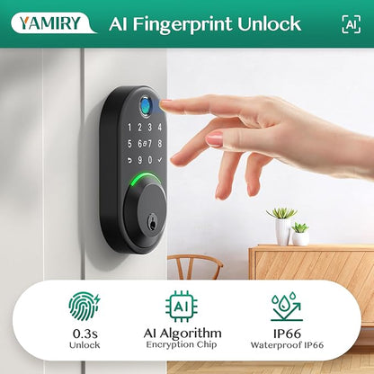 Smart Deadbolt Door Lock with Keypad:Yamiry Fingerprint Keyless Entry Deadbolt - Image 3