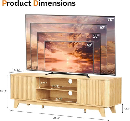 VINGLI 58.6" TV Stand for 70 Inch TV, Mid Century Entertainment Center - Image 3