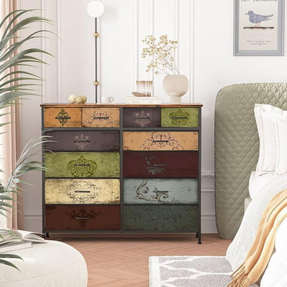 Dresser for Bedroom with 12 Drawers, Tall Fabric Drawer Dresser, Chest of - Image 2