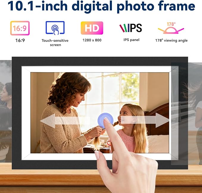 UHALE Battery Power Digital Picture Frame, 10.1'' 1920x1080 HD IPS Touch Screen - Image 9