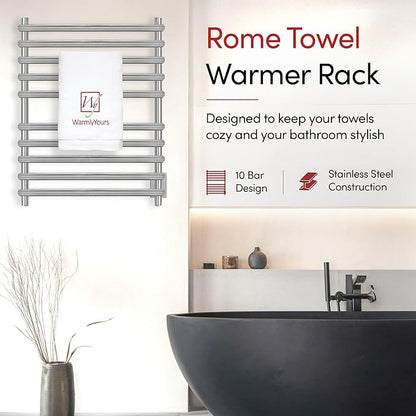 WarmlyYours Heated Towel Rack, 10-Bar Electric Towel Warmer, Brushed Stainless - Image 10