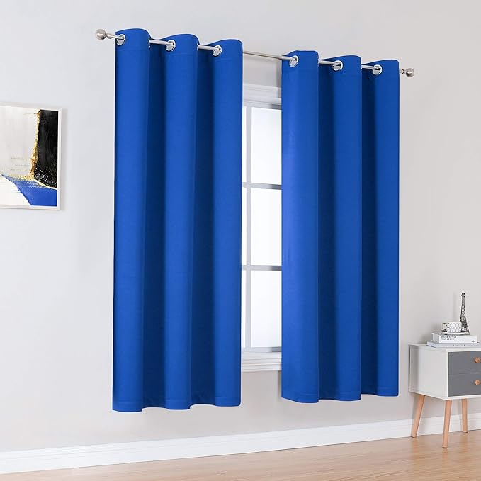 DUALIFE Royal Blue Blackout Curtain Panels/Drapes 45 Inch Length - Image 2