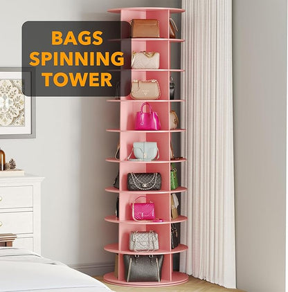 SpaceAid 9 Tier Rotating Shoe Rack Tower, Spinning Shoe Display Lazy Susan - Image 5
