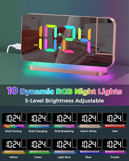 SZELAM Projection Alarm Clock, 7.4 in LED Mirror Digital Clocks Projection on - Image 4