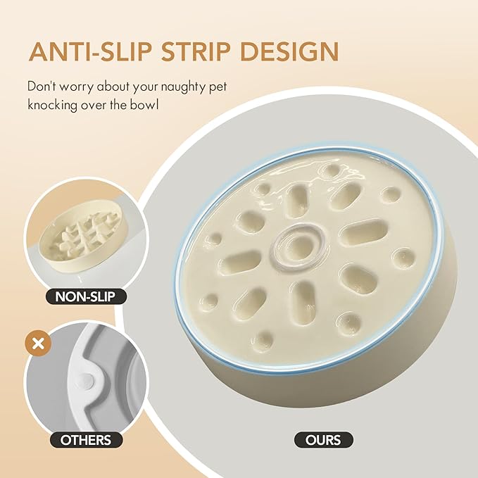 Ceramic Raised Slow Feeder Dog Bowl Set, Elevated 7.3inch Bowl and 8.2inch Slow - Image 3