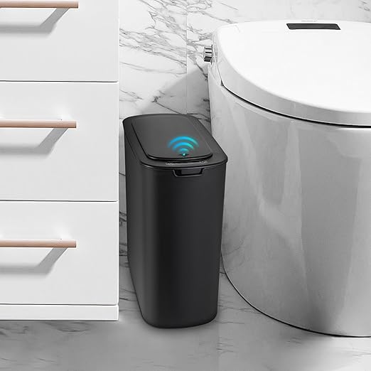 Cesun Automatic Motion Sensor Black Bathroom Trash Can by Cesun