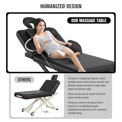 pouseayar Heavy Duty Electric Massage Table, Electric Lift & Backrest, 2 Motor - Image 5