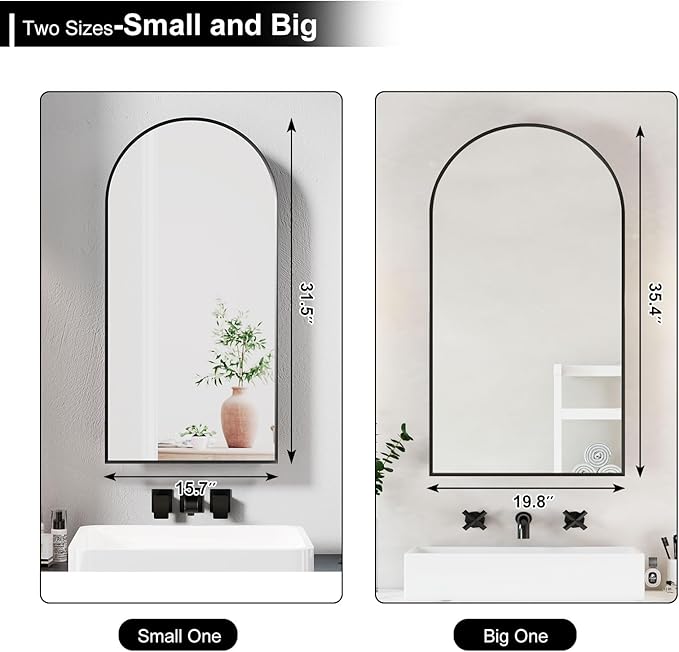 20x36 Black Arched Medicine Cabinet - Image 5