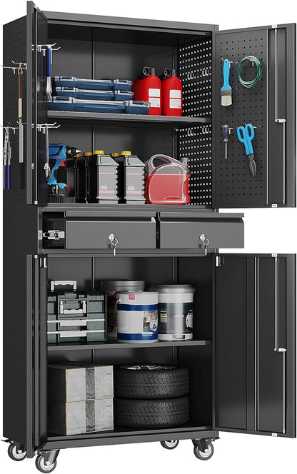 Garage Storage Cabinet with Wheels and Doors, Required Assembly by REEMOON