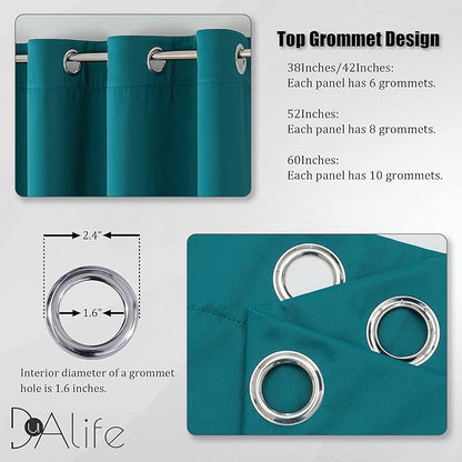 DUALIFE Teal Blackout Curtains 63 Inch Length - Image 3