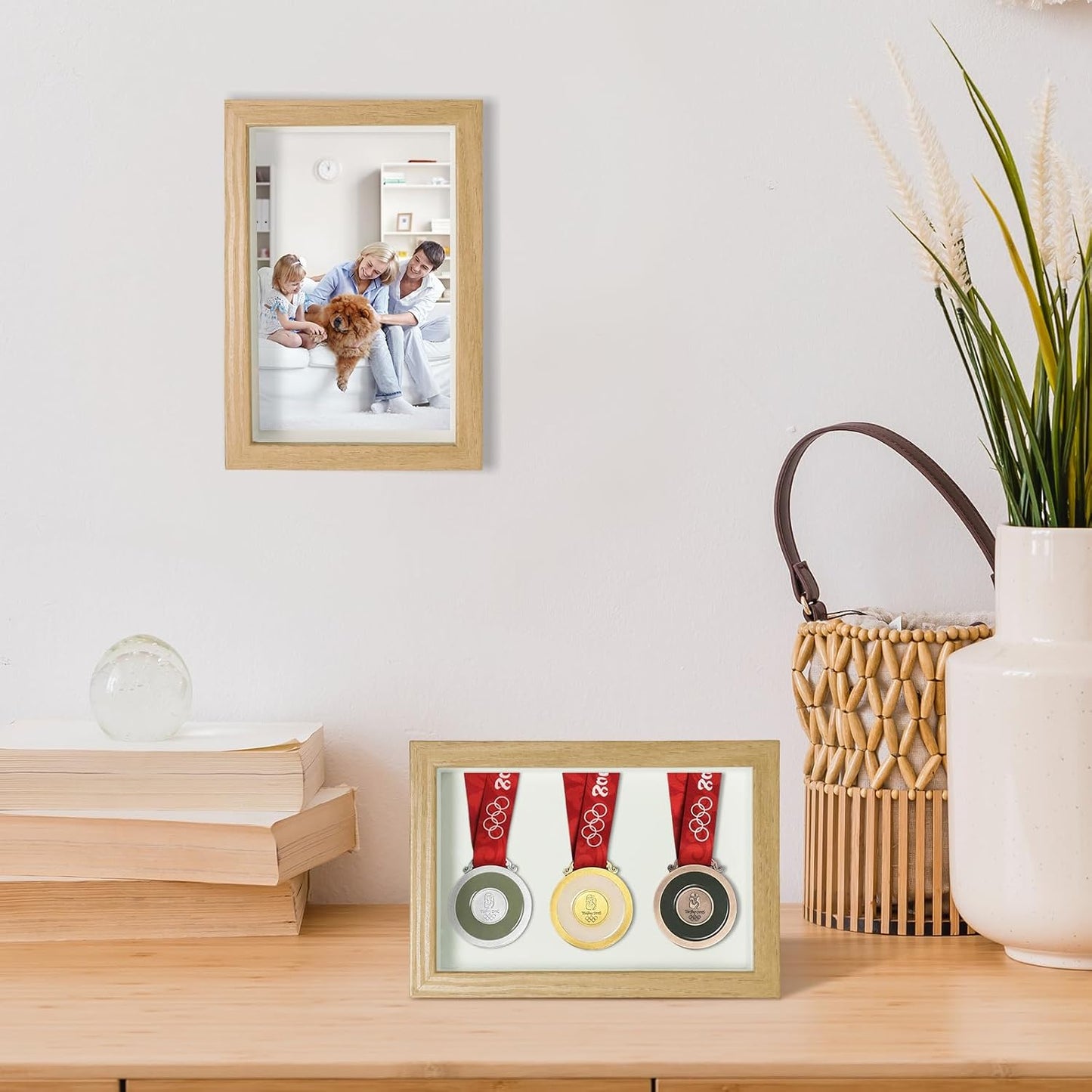 5x7 Wood Color Shadow Box Frame Display Case | With Real Glass for Memorabilia,Wedding Memories,Pins,Awards,Crafts,Tickets and Photos