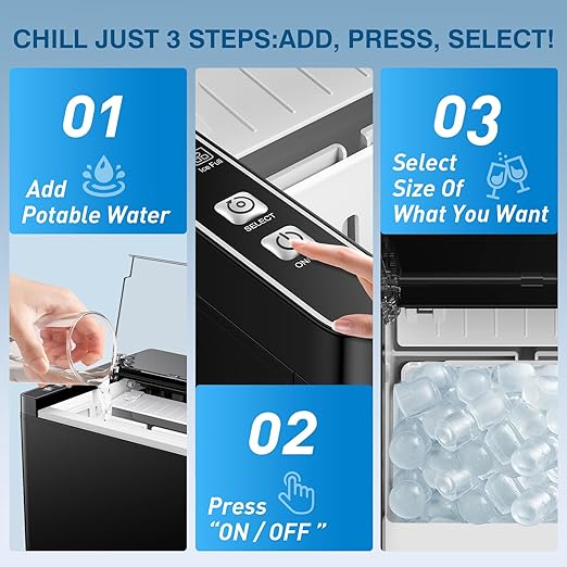 Ice Makers Countertop, 9 Ice Cubes in 6 Mins Portable Ice Maker, 2 Sizes of - Image 6