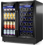 30 Inch Wine and Beverage Refrigerator Black- Dual Zone Beverage Fridge Under by Velivi