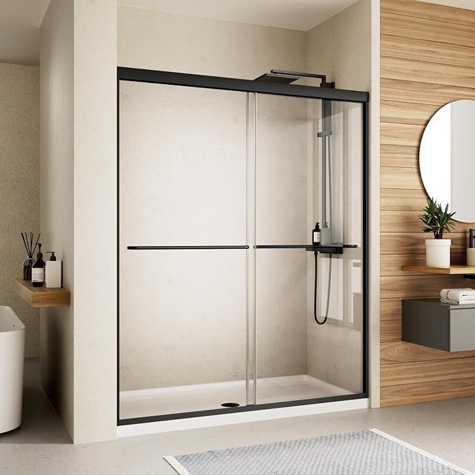 Shower Door, 50-54" W x 70" H Semi-Frameless Double Sliding Glass Shower Doors by RoyalGuard