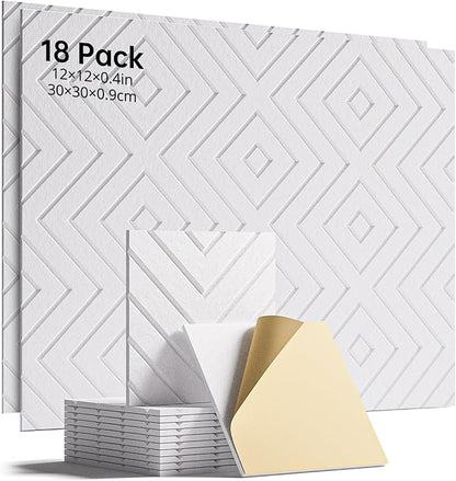 Woovio Sound Proof Foam Panels for Walls, 18 Pack Self-Adhesive Acoustic Panels by Woovio