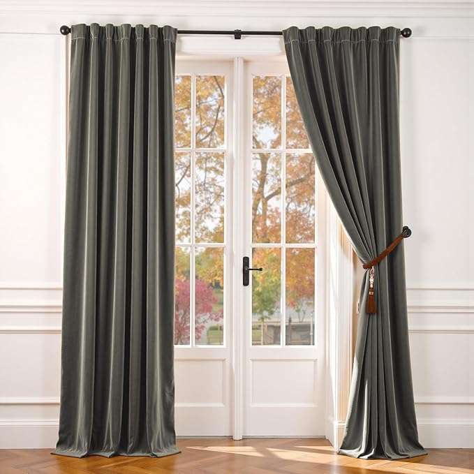 Lazzzy Velvet Blackout Curtains Thermal Insulated Room Window Drapes Super Soft by Lazzzy