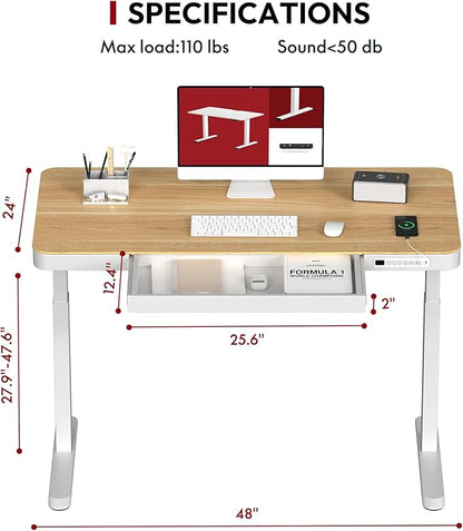 SANODESK Standing Desk with Drawer, Electric Height Adjustable Home Office Desk - Image 3