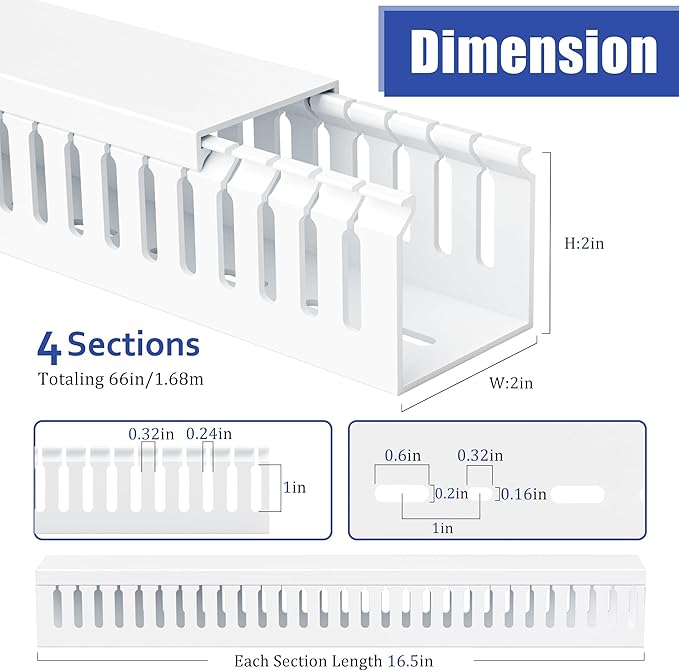 ZhiYo 66in Professional Server Rack Cable Management Raceway, H2in x W2in Cable - Image 2
