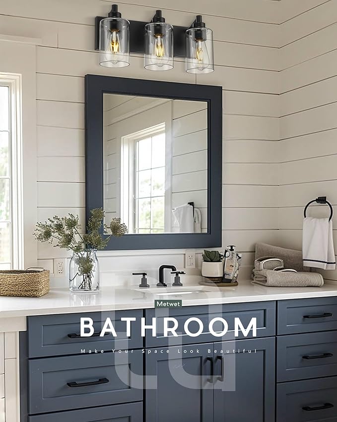 METWET 3-Light Bathroom Light Fixtures, Modern Vanity Lighting Fixtures Over - Image 6