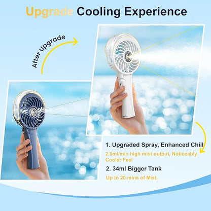 HandFan Upgraded Portable Misting Fan, Handheld Spray Water Mister Fan - Image 2