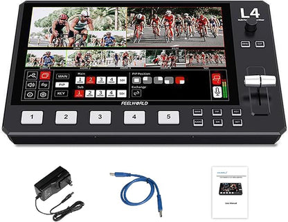 Feelworld L4 Switcher 10.1 Inch Touch Screen Multi-Camera Video Mixer Switcher by Feelworld
