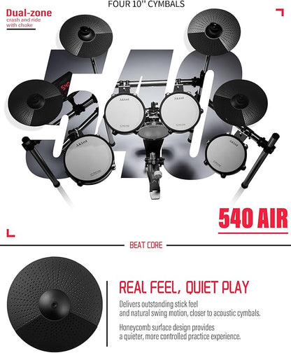 AKLOT Electric Drum Set with Kick-Tower: 4 Dual Zone Mesh Pads, 8’’ Tower-Style - Image 6