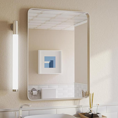 ISKM Silver Mirror for Wall, 22 x 30 Inch Rectangle Metal Frame Bathroom Mirror by ISKM-IStillKeepMovin
