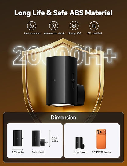 Brightown 2 Pack Black Night Lights Plug into Wall, Modern Night Light - Image 7