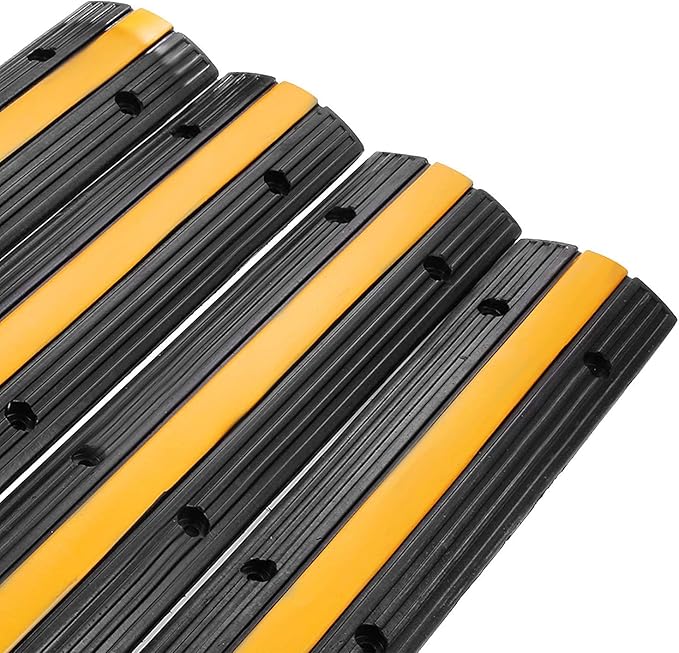 Reliancer 4 Pack 1-Channel Rubber Cable Protector Ramp Traffic Speed Bump - Image 7