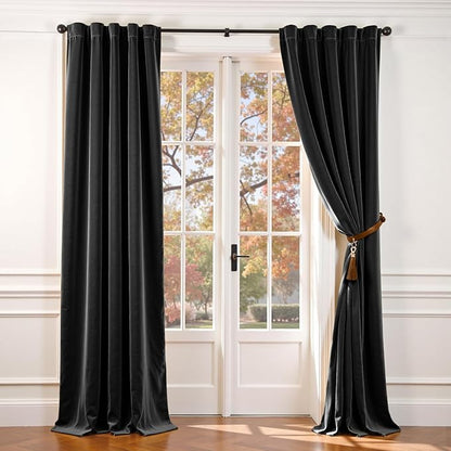 Lazzzy Velvet Blackout Curtains Thermal Insulated Room Window Drapes Super Soft by Lazzzy
