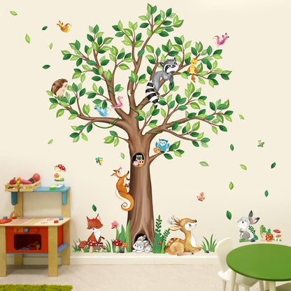 decalmile Woodland Animals Tree Bear Fox Deer Wall Decals Stickers (XL)