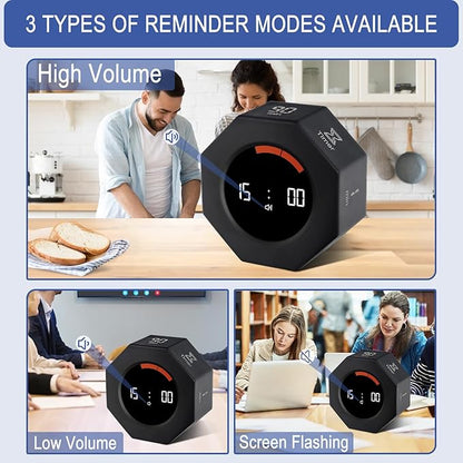 GuDoQi Digital Productivity Timer, Octagon Rotating Pomodoro Timers - Image 5