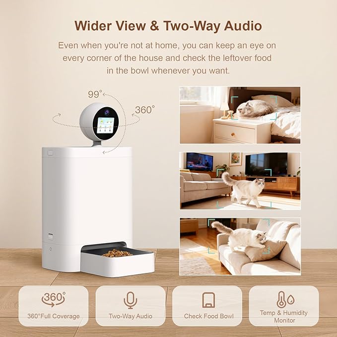 Automatic Cat Feeder with Camera 360°, 2K HD Pet Feeder with Night Vision & - Image 4