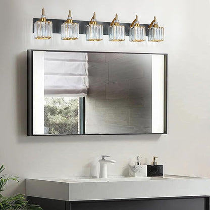 BBLLWJ Modern Black Gold 6 Light Bathroom Vanity Light Crystal Bathroom Light - Image 6