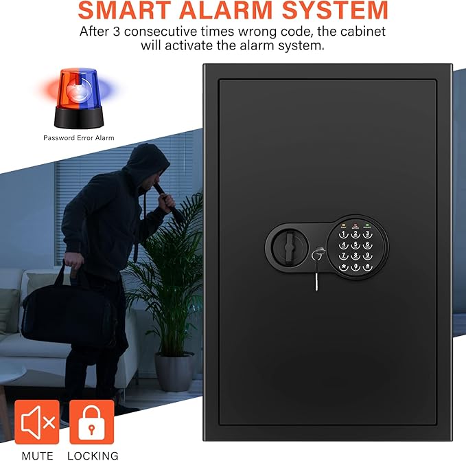Safe Box with Fireproof Waterproof Bag, Home Safe with Keys & Pass Code & Wall - Image 4