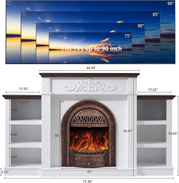 78" Birdcage-Style Electric Fireplace - Image 2