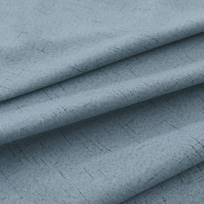 KOUFALL Blue Curtains 108 Inches Long, Linen Blackout Light Dusty Blue Black - Image 7