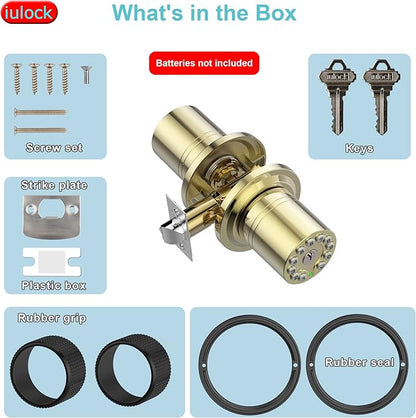 iulock Smart Door Knob with Keypad and Key, Keyless Entry Door Lock with Rubber - Image 5
