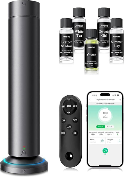 Waterless Scent Diffuser Kit Include 5x20ml Essential Oils, Essential Oil by Fiteye