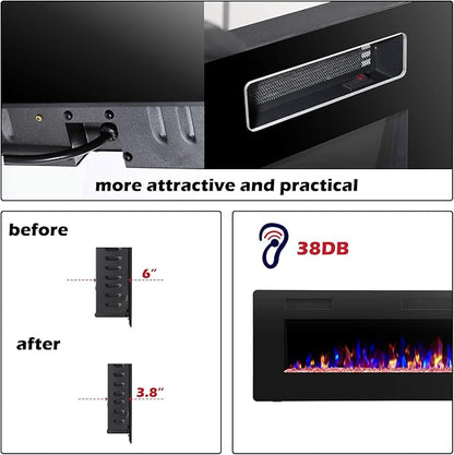 R.W.FLAME Electric Fireplace 50 inch Recessed and Wall Mounted, The Thinnest - Image 9