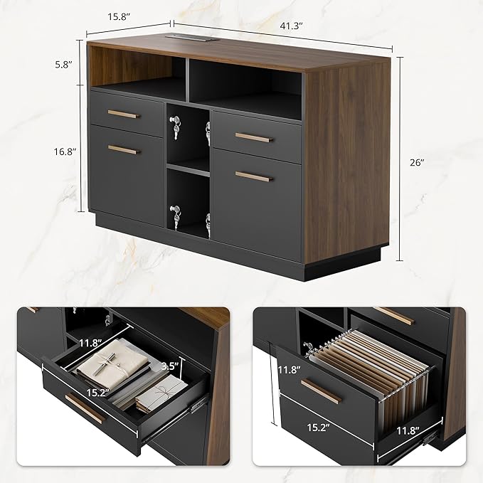 4 Drawer File Cabinet, Wood Filing Cabinet - Image 2