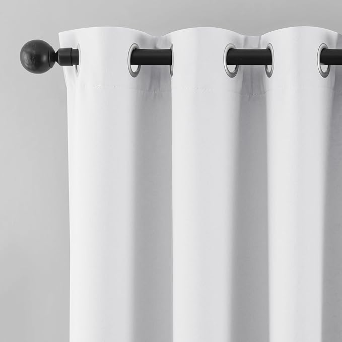 Beauoop White 100% Blackout Curtains 84 Inch Long 2 Panels - Image 9