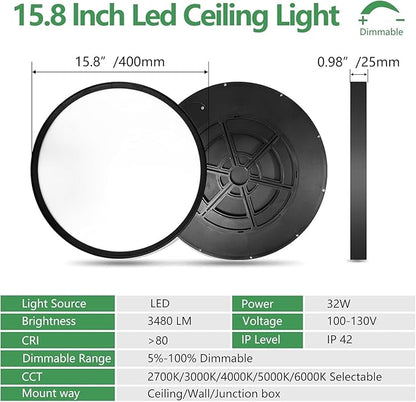 6PK 15.8 Inch Dimmable LED Flush Mount Ceiling Light, - Image 4