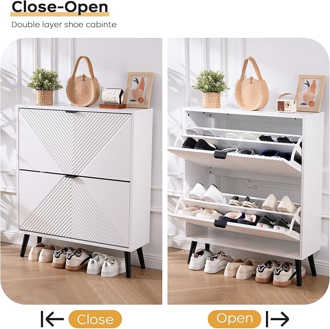 Shoe Cabinet Storage, Farmhouse Freestanding Organizer - Image 7