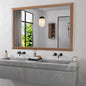 Amorho Bathroom Mirror for Wall, 60X40 Inch Walnut Wood Grain Metal Framed by Amorho