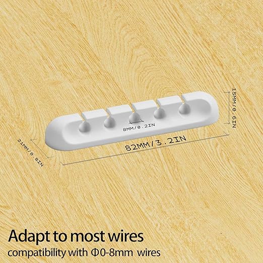 USB Cable Organizer Clips Cord Holder, 8 Packs White Self Adhesive Desk Cord - Image 2