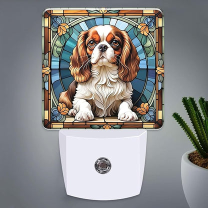 PODMemory Cavalier King Charles Spaniel Stained Glass Night Lights Plug into by PODMemory